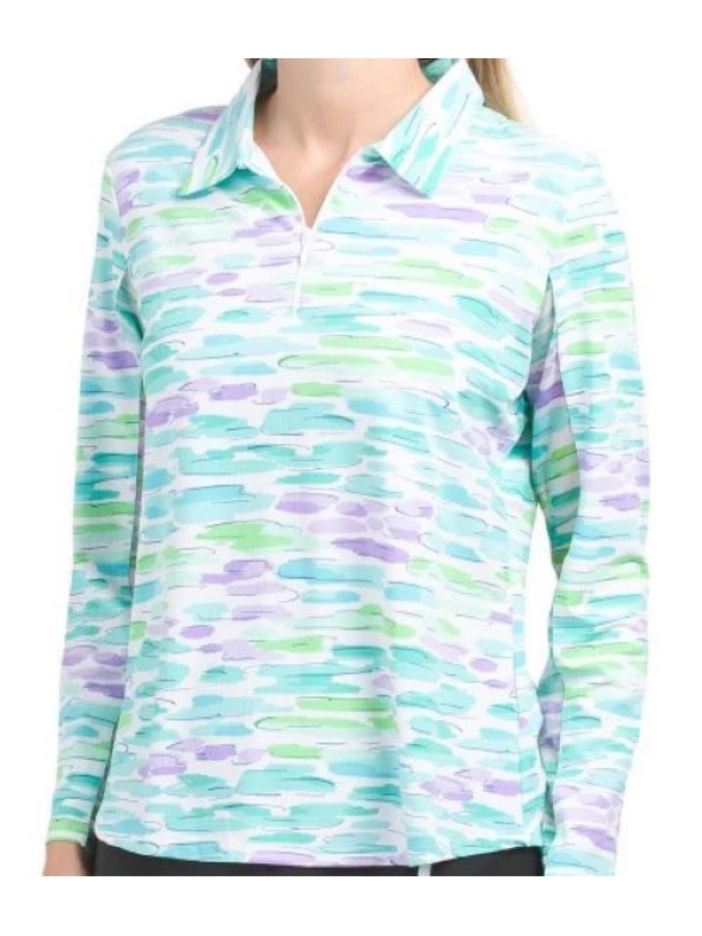 IBKUL DEIRDRE SEAFOAM LONG SLEEVE GOLF POLO SHIRT size small